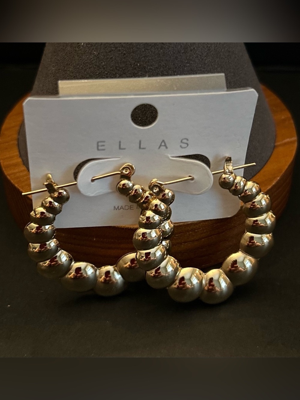 BUY 1 GET 1 FREE Golden Beaded Hoop Earrings Lightweight Brand New